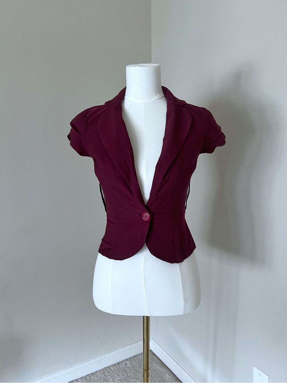 Burgundy Short Sleeve Blazer